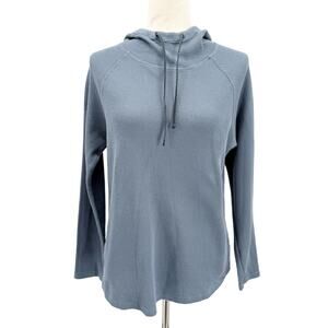 Orvis storm blue Waffle Knit Thermal Pullover Hoodie women's MEDIUM shirt top
